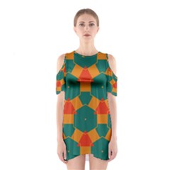 Honeycombs And Triangles Pattern                                                                                       Women s Cutout Shoulder Dress by LalyLauraFLM