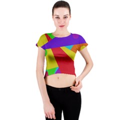 Colorful Abstract Design Crew Neck Crop Top by Valentinaart