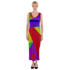 Colorful Abstract Design Fitted Maxi Dress by Valentinaart