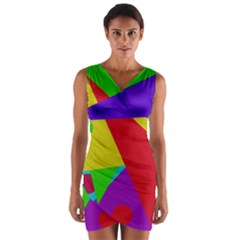 Colorful Abstract Design Wrap Front Bodycon Dress by Valentinaart