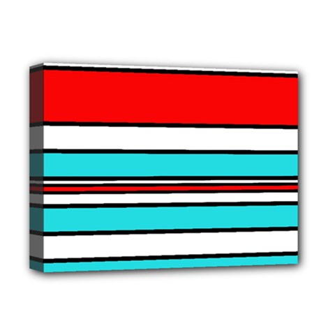 Blue, Red, And White Lines Deluxe Canvas 16  X 12   by Valentinaart