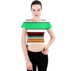 Green, Orange And Yellow Lines Crew Neck Crop Top by Valentinaart