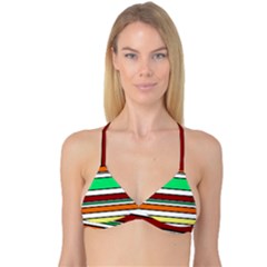 Green, Orange And Yellow Lines Reversible Tri Bikini Top by Valentinaart