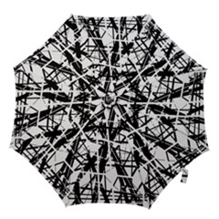 Black And White Abstract Design Hook Handle Umbrellas (small) by Valentinaart