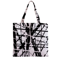 Black And White Abstract Design Zipper Grocery Tote Bag by Valentinaart