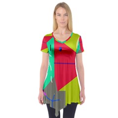 Abstract Bird Short Sleeve Tunic  by Valentinaart