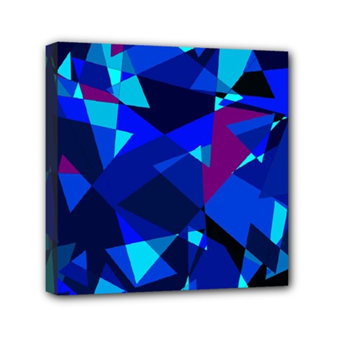 Blue Broken Glass Mini Canvas 6  X 6  by Valentinaart