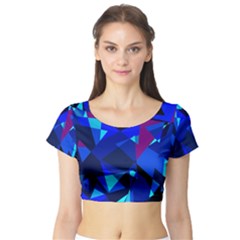 Blue Broken Glass Short Sleeve Crop Top (tight Fit) by Valentinaart