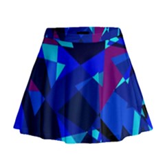 Blue Broken Glass Mini Flare Skirt by Valentinaart