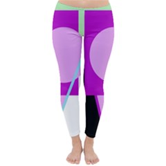 Purple Geometric Design Winter Leggings  by Valentinaart