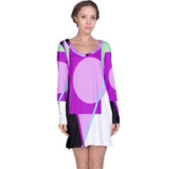 Purple Geometric Design Long Sleeve Nightdress by Valentinaart