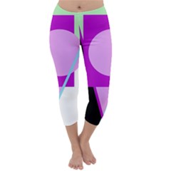 Purple Geometric Design Capri Winter Leggings  by Valentinaart