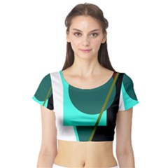 Geometric Abstract Design Short Sleeve Crop Top (tight Fit) by Valentinaart