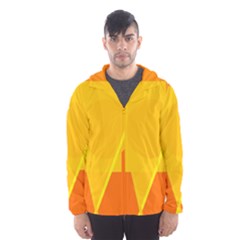 Orange Abstract Design Hooded Wind Breaker (men) by Valentinaart