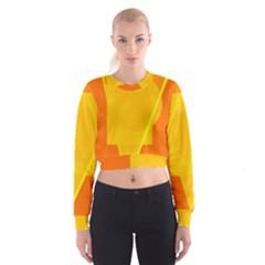 Orange Abstract Design Women s Cropped Sweatshirt by Valentinaart