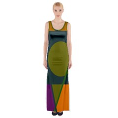 Geometric Abstraction Maxi Thigh Split Dress by Valentinaart