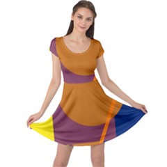 Geometric abstract desing Cap Sleeve Dresses