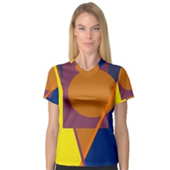 Geometric abstract desing Women s V-Neck Sport Mesh Tee