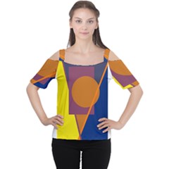 Geometric abstract desing Women s Cutout Shoulder Tee