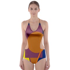 Geometric Abstract Desing Cut-out One Piece Swimsuit by Valentinaart