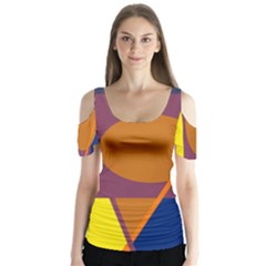 Geometric abstract desing Butterfly Sleeve Cutout Tee 