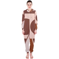 Brown Geometric Design Hooded Jumpsuit (ladies)  by Valentinaart