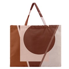 Brown Geometric Design Zipper Large Tote Bag by Valentinaart