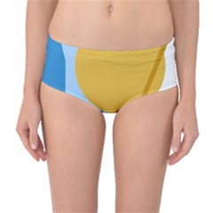 Blue And Yellow Abstract Design Mid-waist Bikini Bottoms by Valentinaart