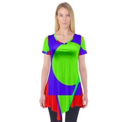 Colorful Geometric Design Short Sleeve Tunic  by Valentinaart