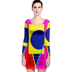 Colorful Geometric Design Long Sleeve Bodycon Dress by Valentinaart