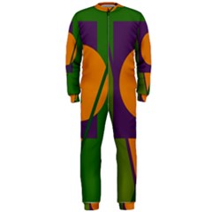 Green And Orange Geometric Design Onepiece Jumpsuit (men)  by Valentinaart