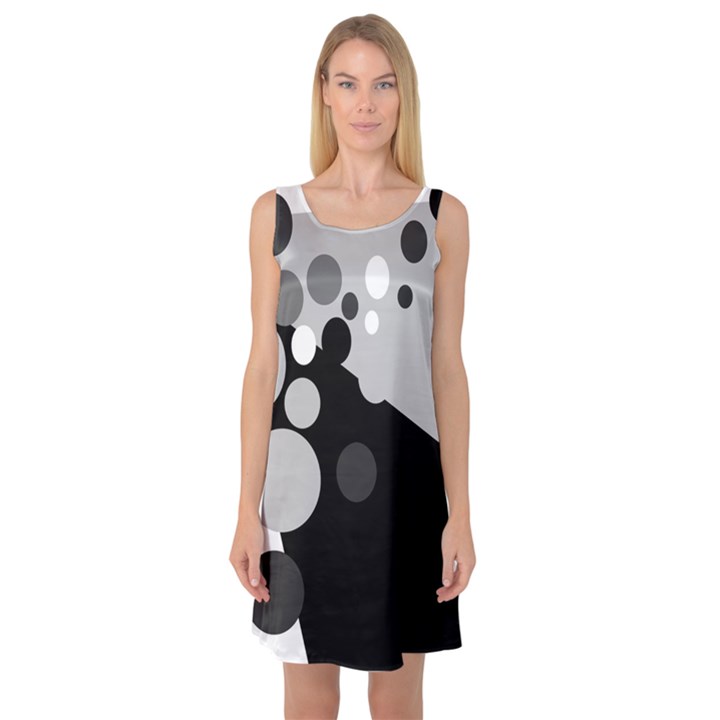 Gray decorative dots Sleeveless Satin Nightdress