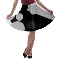 Gray Decorative Dots A-line Skater Skirt