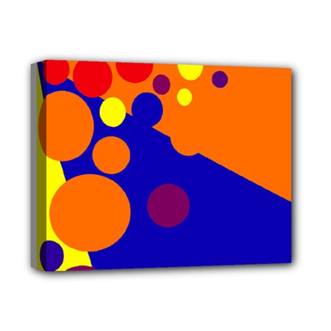 Blue And Orange Dots Deluxe Canvas 14  X 11  by Valentinaart