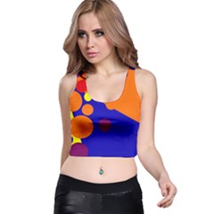 Blue And Orange Dots Racer Back Crop Top by Valentinaart