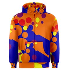 Blue And Orange Dots Men s Zipper Hoodie by Valentinaart