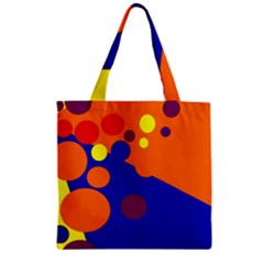 Blue And Orange Dots Zipper Grocery Tote Bag