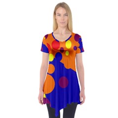 Blue And Orange Dots Short Sleeve Tunic 