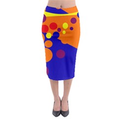 Blue And Orange Dots Midi Pencil Skirt