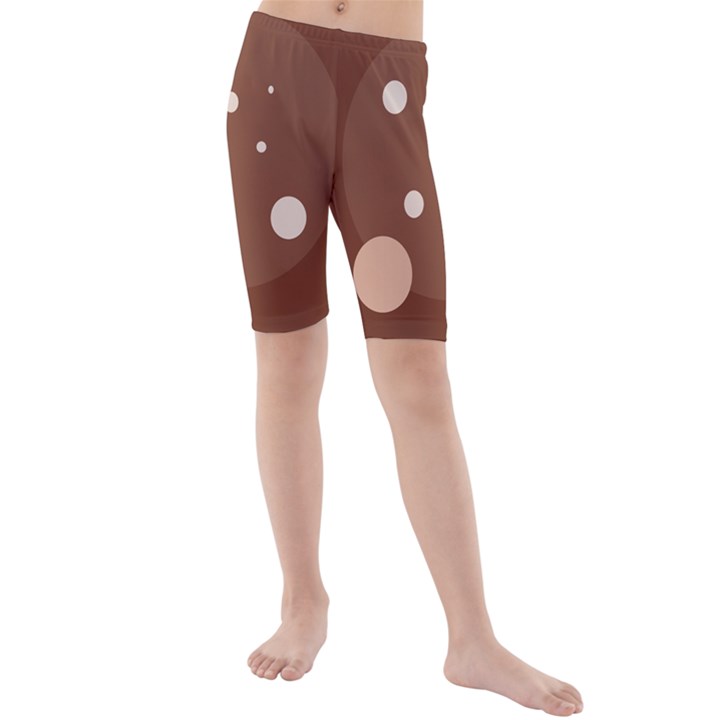 Brown abstract design Kid s Mid Length Swim Shorts