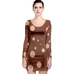 Brown Abstract Design Long Sleeve Bodycon Dress by Valentinaart