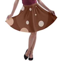 Brown Abstract Design A-line Skater Skirt