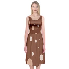 Brown Abstract Design Midi Sleeveless Dress by Valentinaart