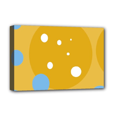 Blue And Yellow Moon Deluxe Canvas 18  X 12   by Valentinaart