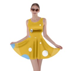 Blue And Yellow Moon Skater Dress by Valentinaart