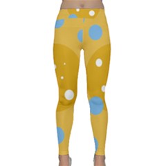 Blue And Yellow Moon Yoga Leggings by Valentinaart