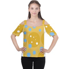 Blue And Yellow Moon Women s Cutout Shoulder Tee