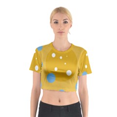 Blue And Yellow Moon Cotton Crop Top