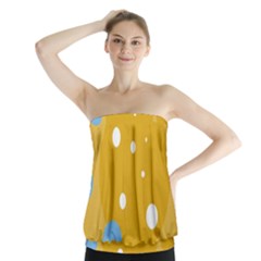 Blue And Yellow Moon Strapless Top