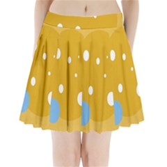 Blue And Yellow Moon Pleated Mini Mesh Skirt by Valentinaart